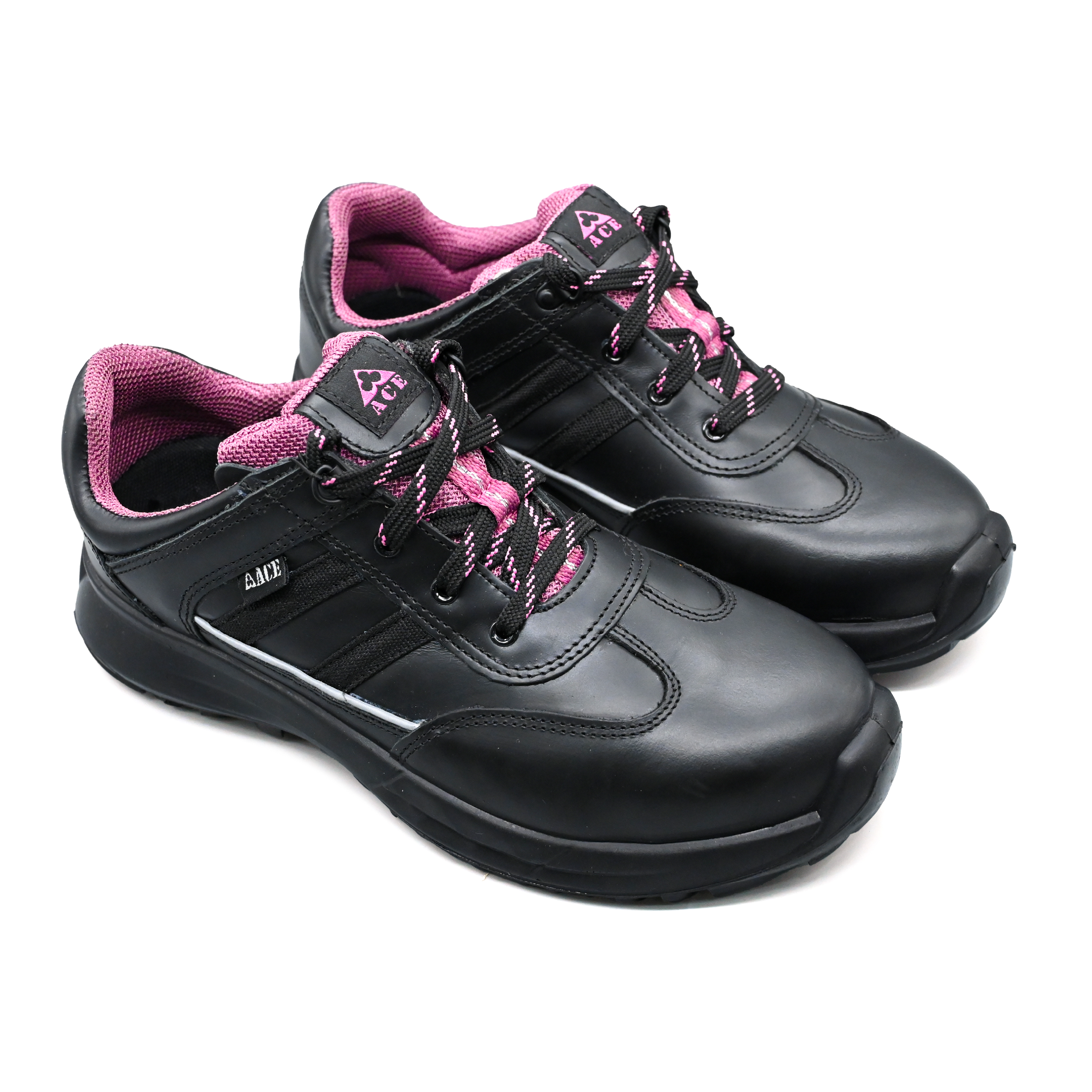 Ace Sindi Ladies Safety Shoes – Magenta | Made in Kenya by Umoja, Water Resistant 1.8mm Leather, Breathable Gallop Mesh, PU Outsole, Steel Toe 200J, ISO 20345:2011 S2 SRC