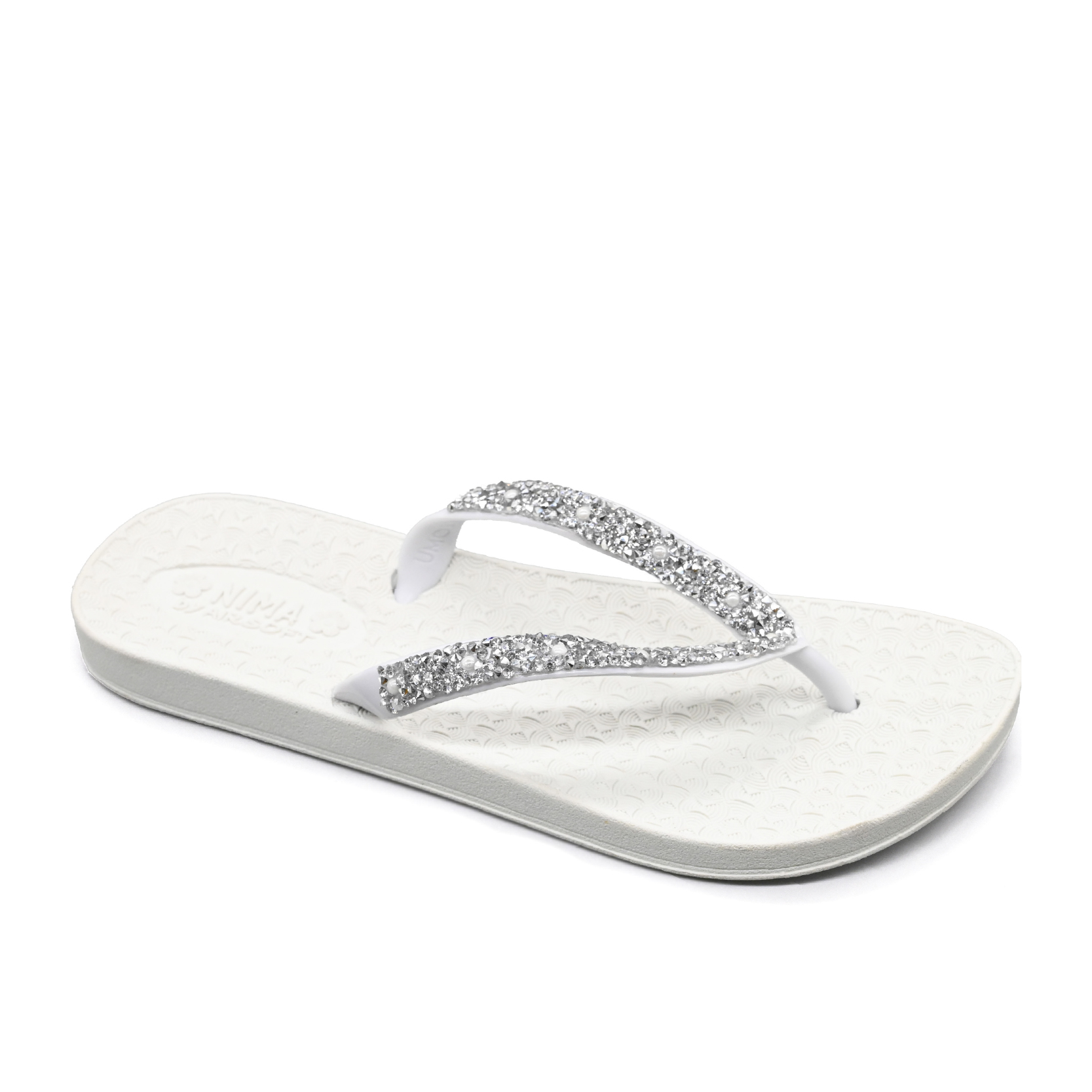 Nima Almasi Sparkle Bliss Flip-Flops – Women’s Black Straps with Silver & White Studs | Comfortable, Stylish & Glamorous Footwear for Beach, Pool, Casual Outings & Vacation