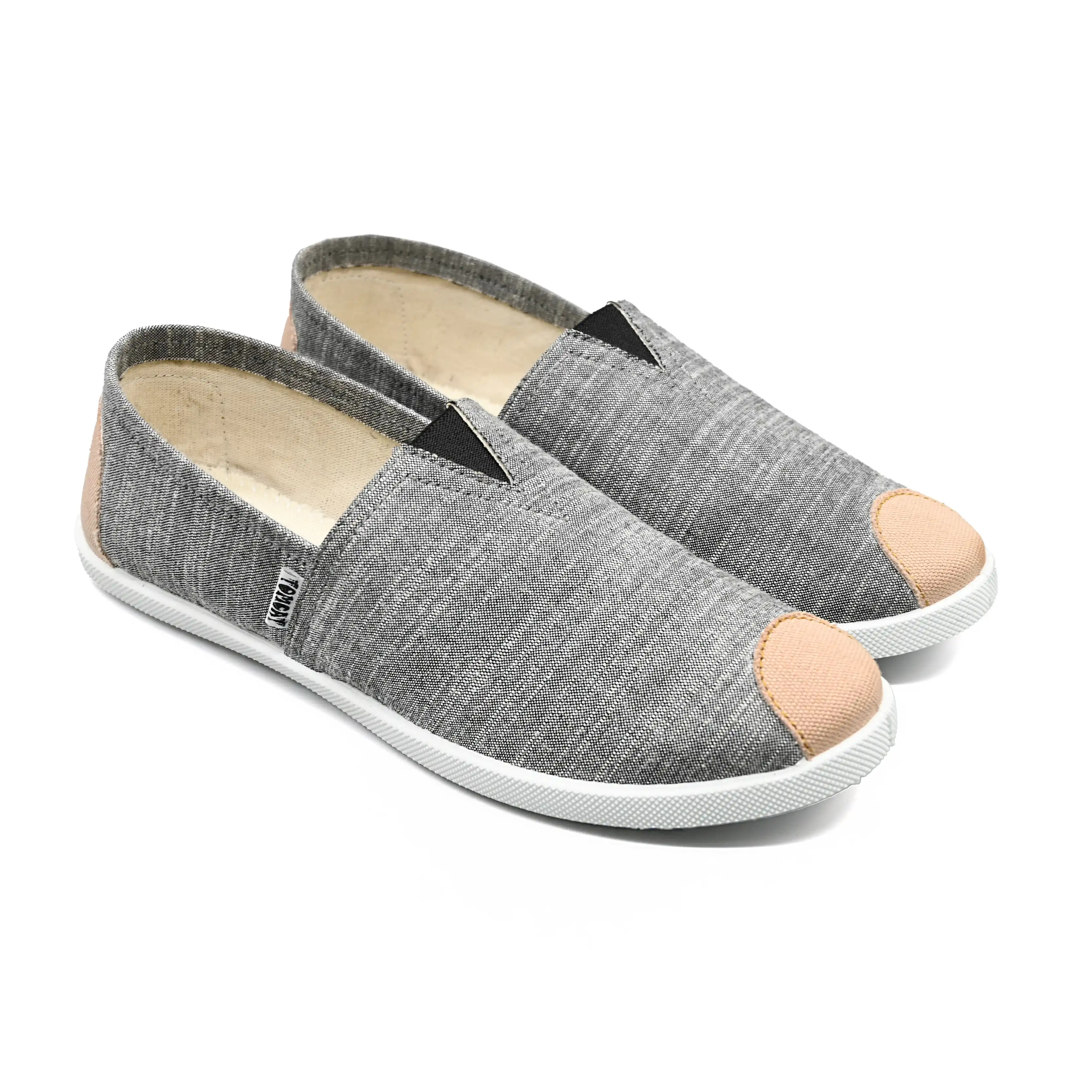 Emmy Chapisha Canvas Shoes – Grey | Comfortable Slip-On Canvas Shoes with Tan Accents for Casual Outings, Everyday Wear & Weekend Errands