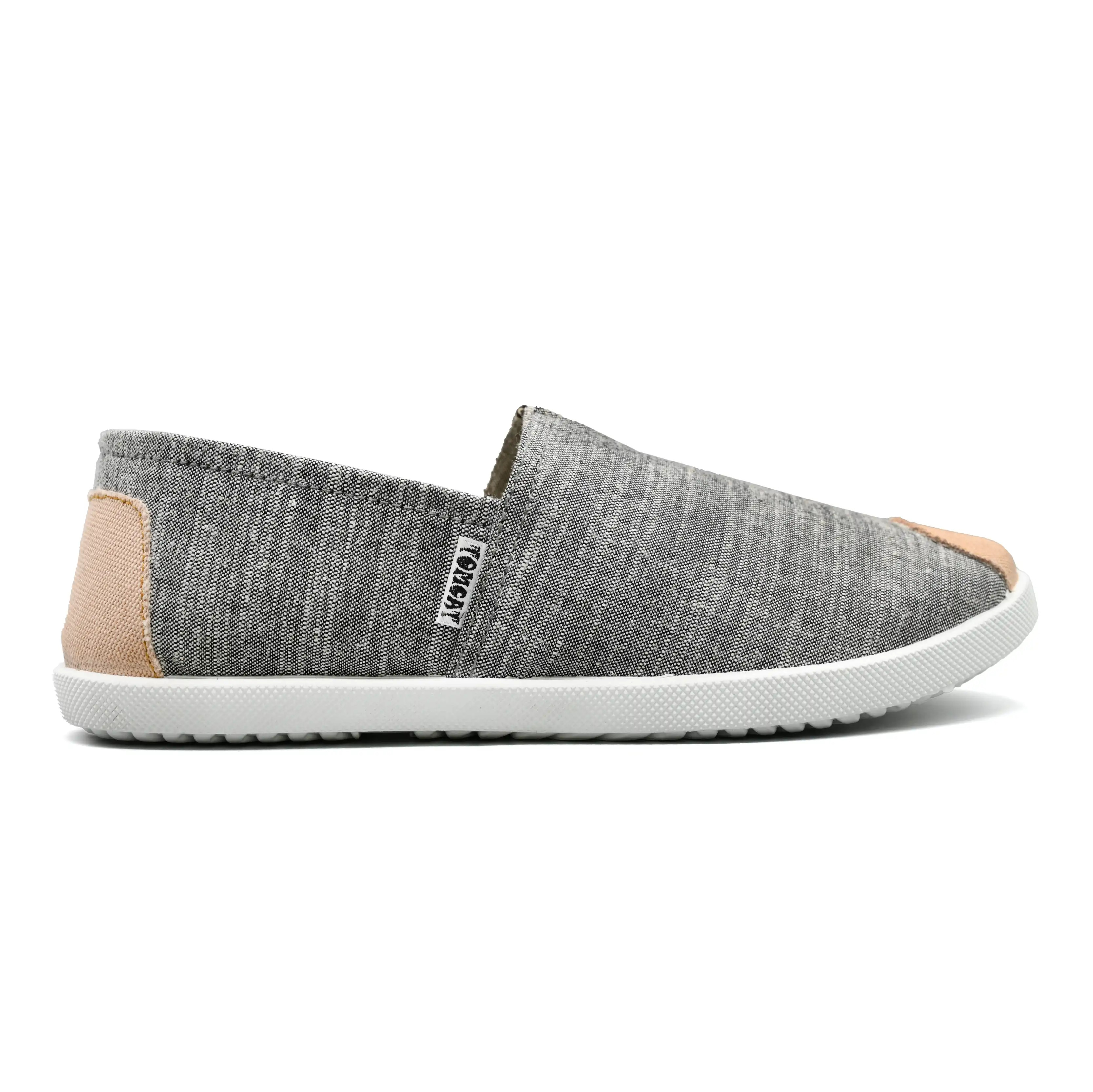 Emmy Chapisha Canvas Shoes – Grey | Comfortable Slip-On Canvas Shoes with Tan Accents for Casual Outings, Everyday Wear & Weekend Errands