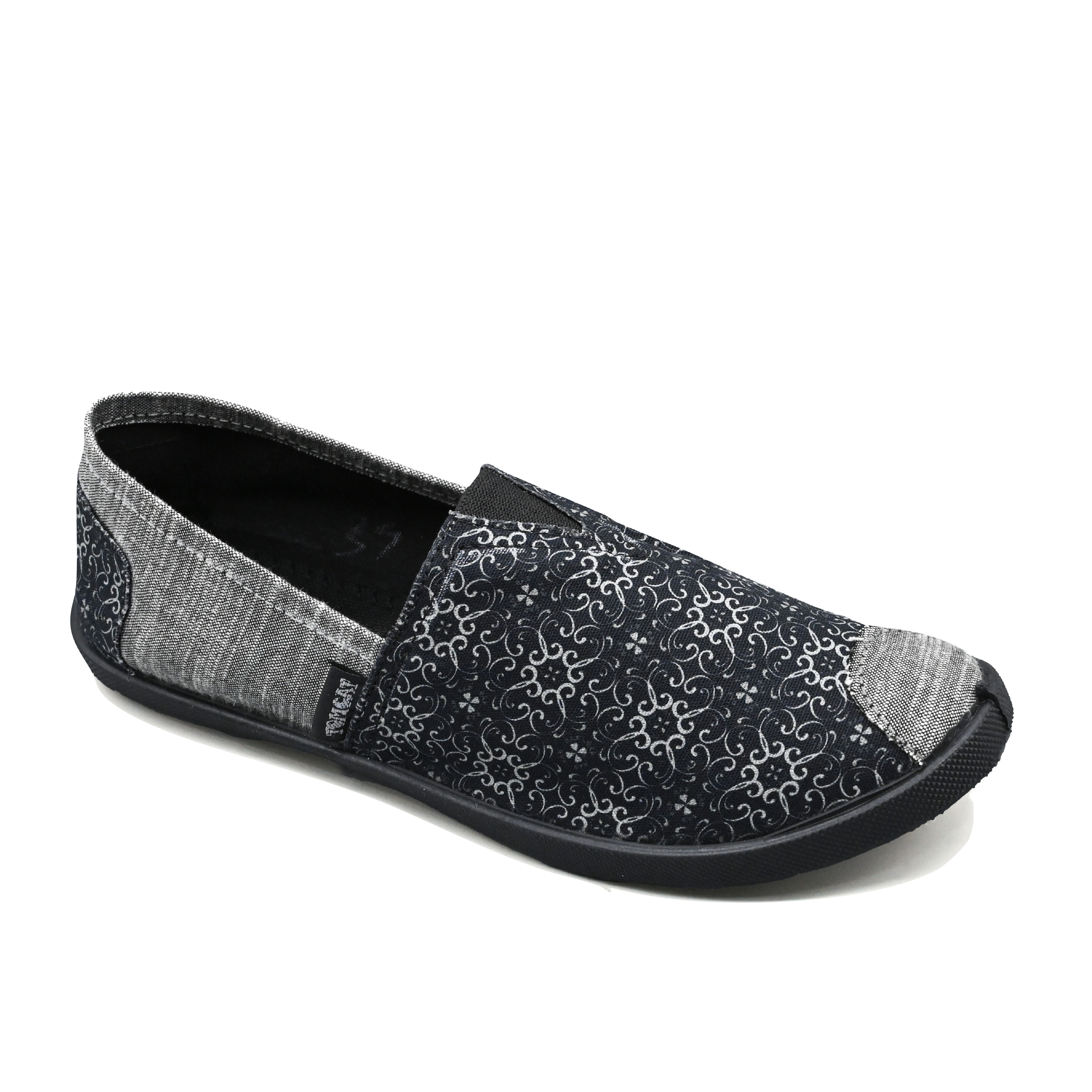 Emmy Chapisha Canvas Shoes – Ava | Black & Silver Floral Slip-On Canvas Shoes for Casual Outings, Everyday Wear & Comfortable City Strolls