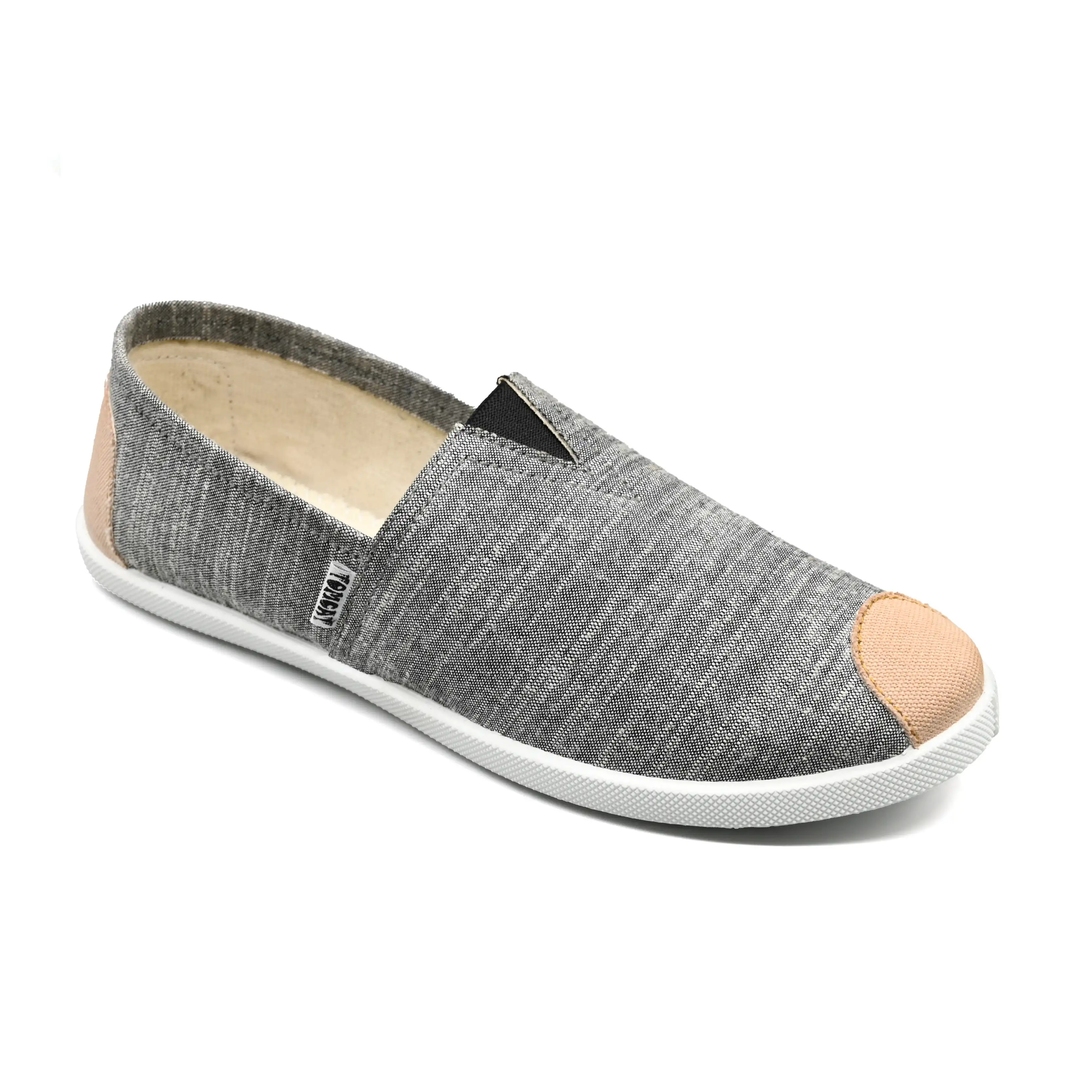 Emmy Chapisha Canvas Shoes – Grey | Comfortable Slip-On Canvas Shoes with Tan Accents for Casual Outings, Everyday Wear & Weekend Errands