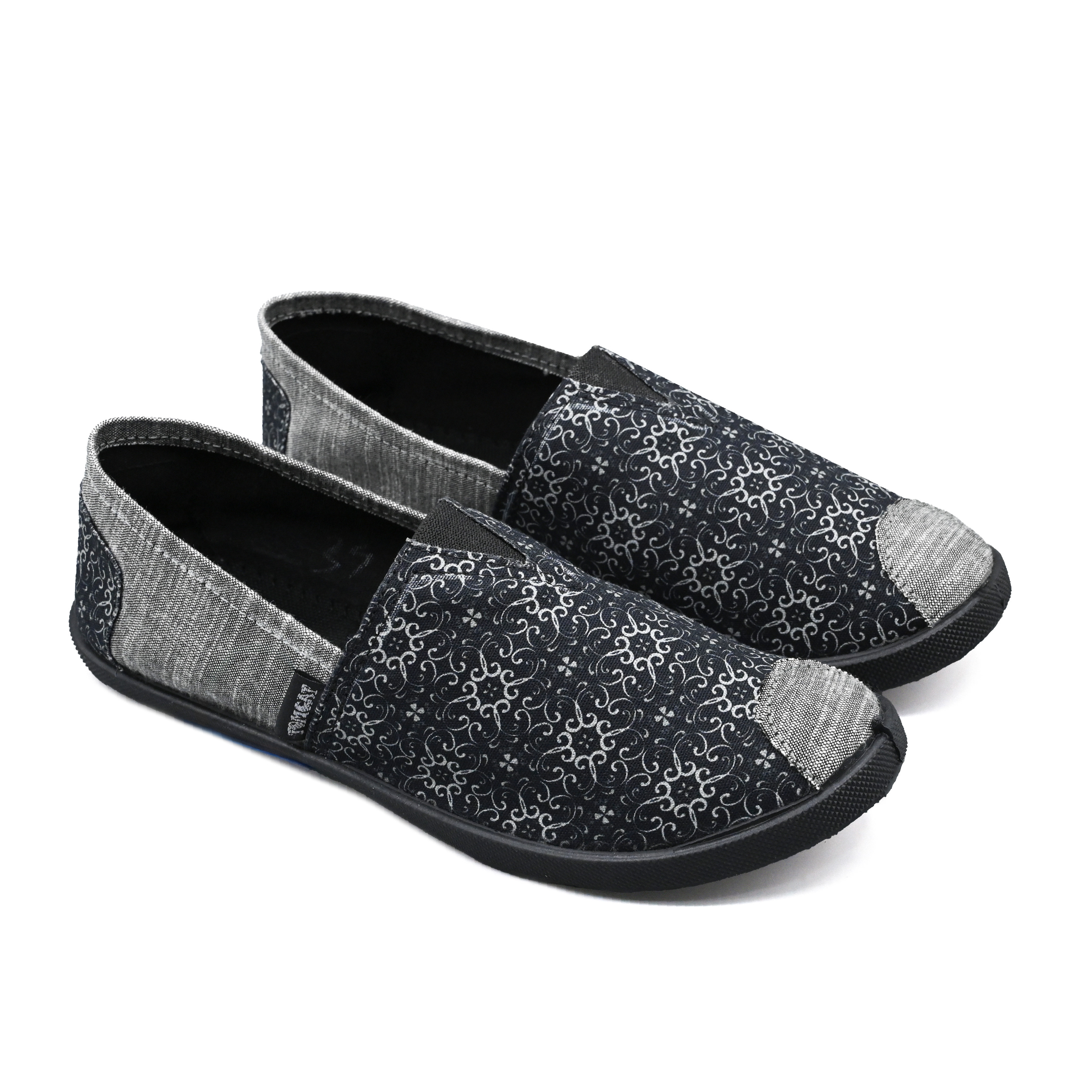 Emmy Chapisha Canvas Shoes – Ava | Black & Silver Floral Slip-On Canvas Shoes for Casual Outings, Everyday Wear & Comfortable City Strolls