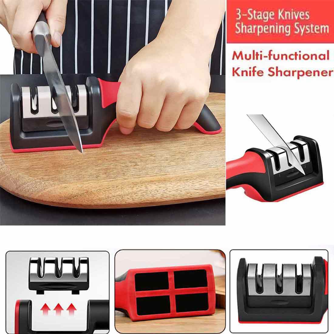 4 in 1 Segment Kn-ife Sh arpener Kitchen Multifunctional Handheld Fast Sharpening Stone Kni-fe Kitchen Supplies