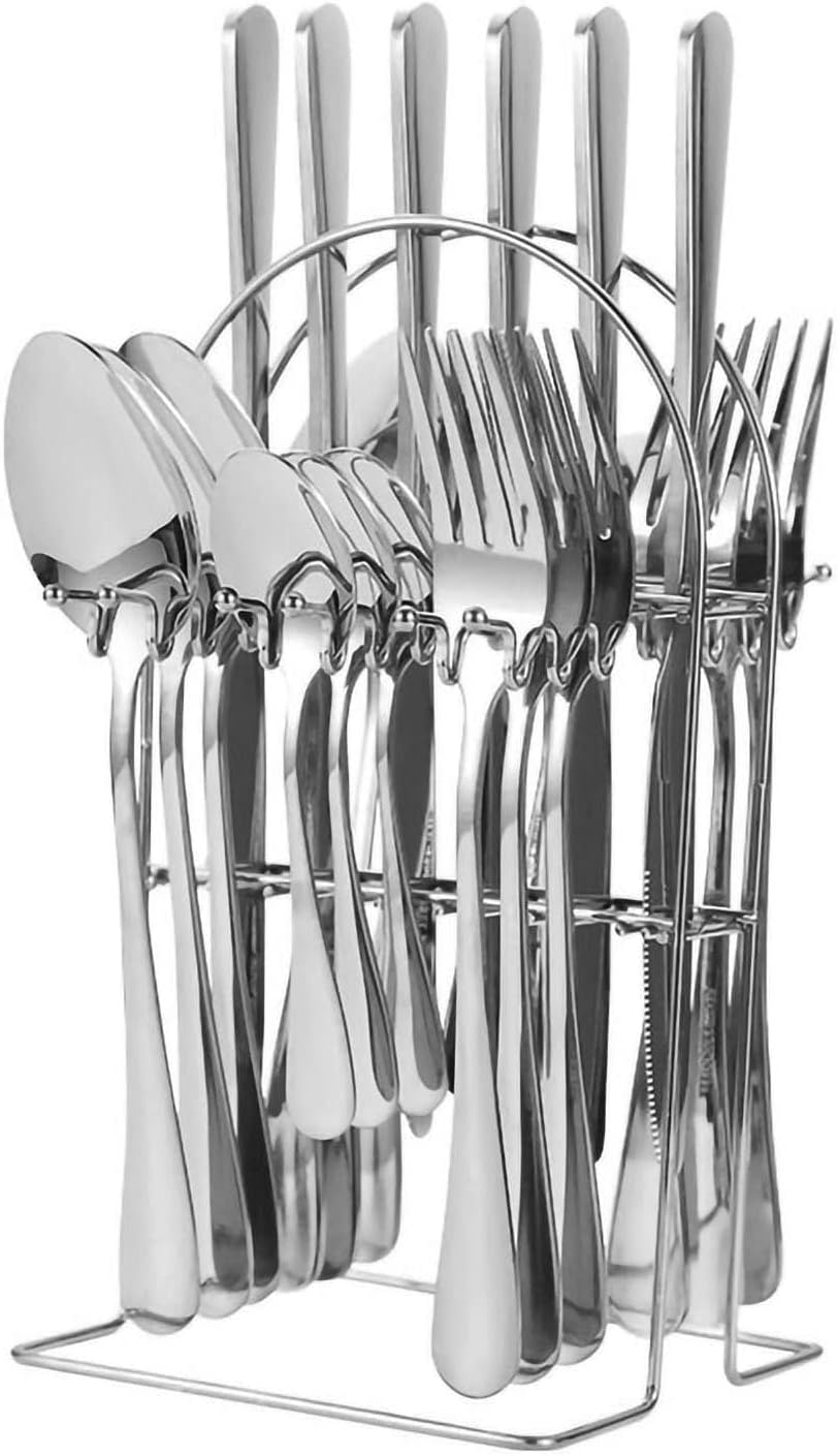24pc Cutlery Set comprising of 6 Spoons, 6 Forks, 6 Teaspoons and 6 Butter Knives. Mirror Polished Tableware, Dishwasher Safe, Suitable for Dinner, Banquet and Parties.