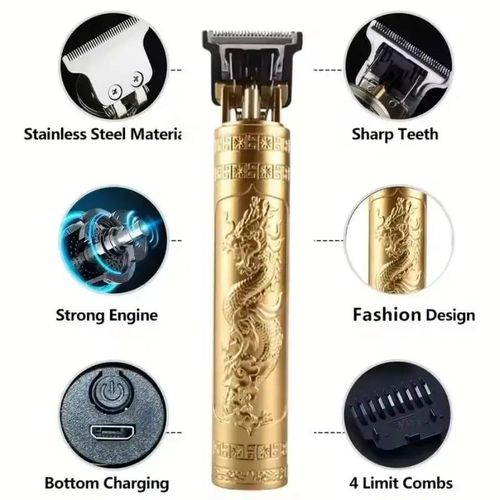 USB Cordless Hair Clipper Trimmer Beard Electric Professional Haircut Dragon Monster Rechargeable ABS Vintage Metal Shaving Machine clippers Wireless Barber