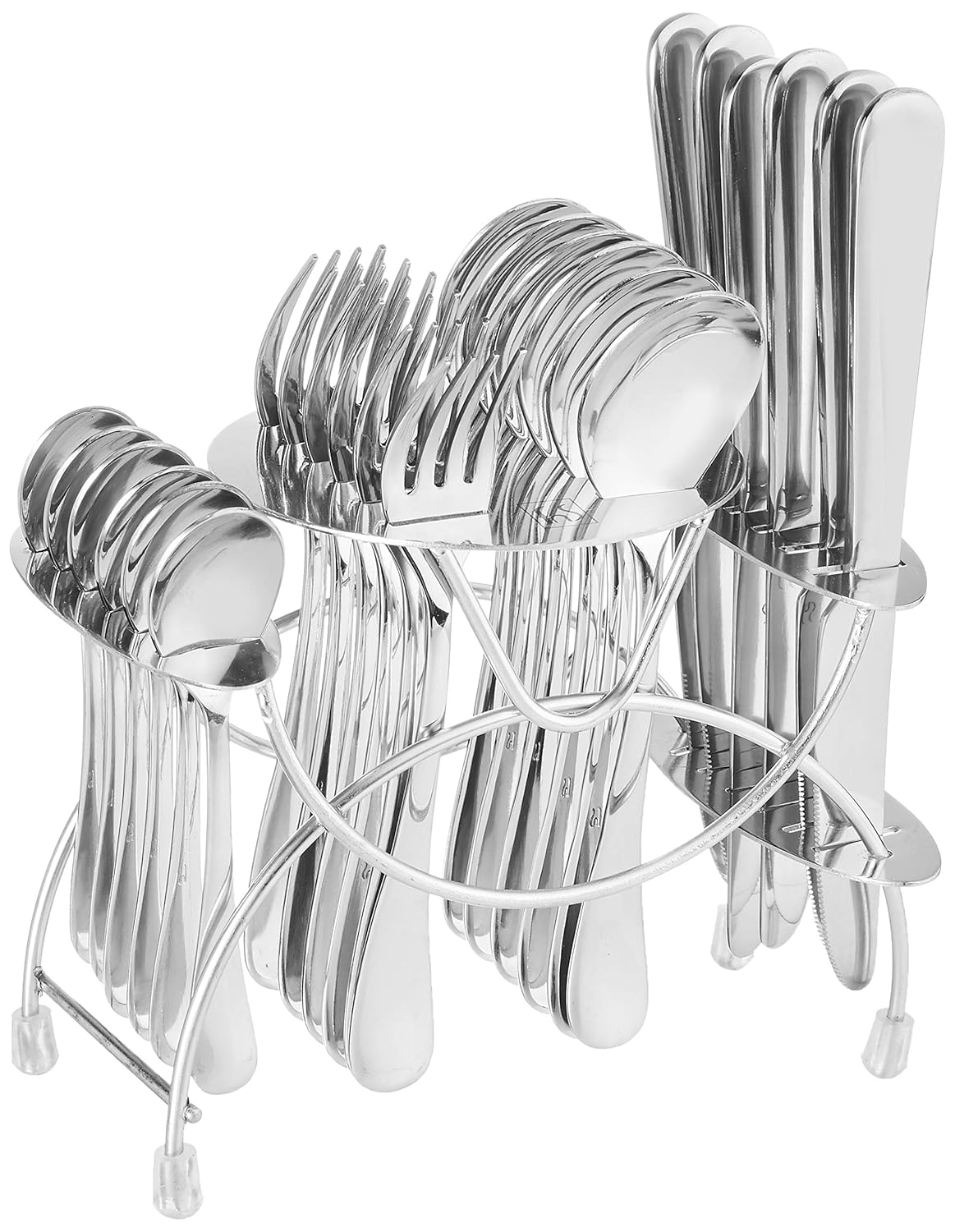24pc Cutlery Set comprising of 6 Spoons, 6 Forks, 6 Teaspoons and 6 Butter Knives. Mirror Polished Tableware, Dishwasher Safe, Suitable for Dinner, Banquet and Parties.