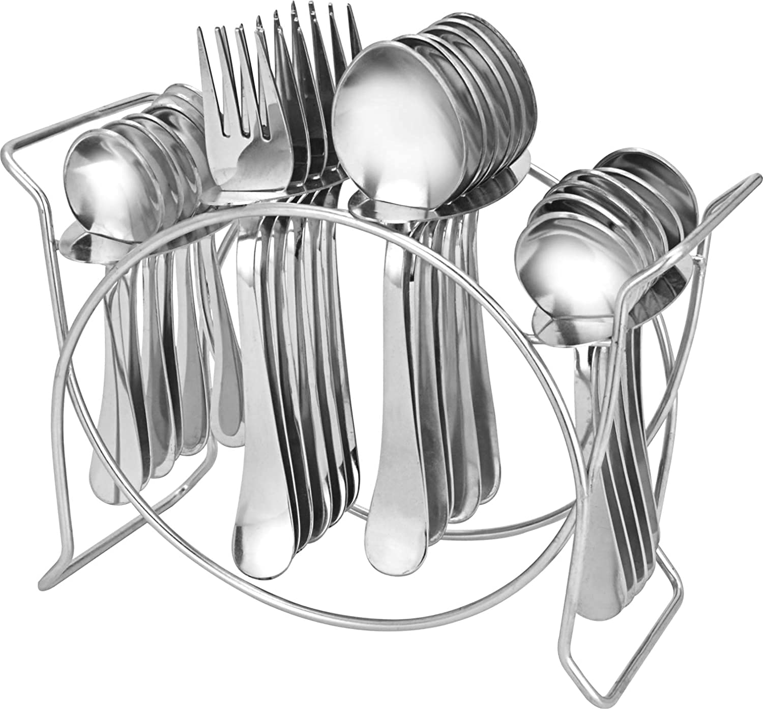 24pc Cutlery Set comprising of 6 Spoons, 6 Forks, 6 Teaspoons and 6 Butter Knives. Mirror Polished Tableware, Dishwasher Safe, Suitable for Dinner, Banquet and Parties.