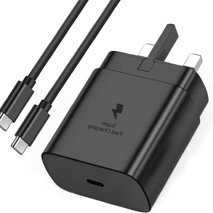 Samsung 45W Super Fast Charging 2.0 3 Pin Wall Charger Adapter with Type-C to Type-C Cable, USB-C PD Fast Charge for Galaxy S Ultra, Note Series & Compatible Devices