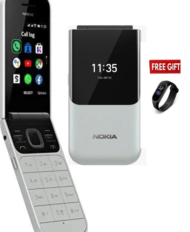 Nokia 2720 Flip Mobile, Mobile Phone, Dual Screen, Equipped with 4G Internet - Long Battery Life - Compact and Strong Dual Sim Card 4 GB Internal Memory, 512 MB RAM, kabambe/katululu/mulika mwizi/