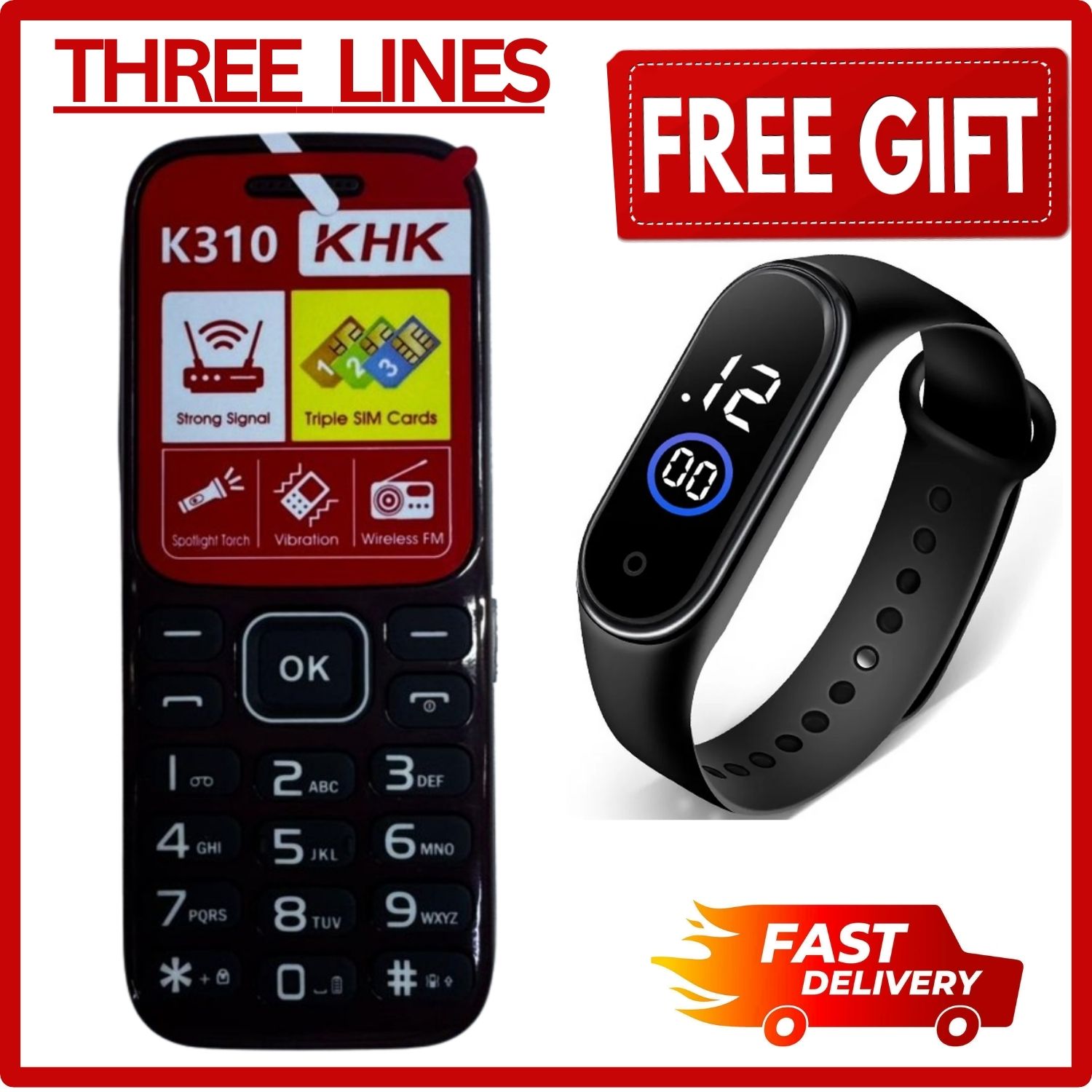 LIMITED DISCOUNT 🔥🔥🔥🔥 BRAND NEW K310 TRIPLE SIM CARD FEATURE PHONE WITH Bluetooth /Wireless FM/SD Slot kabambe/katululu/mulika mwizi/button feature phone