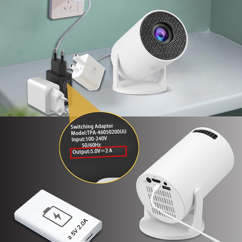 New M5 Home Smart Mini Portable Projector — USB-Powered, HD, Wireless, Mobile-Compatible