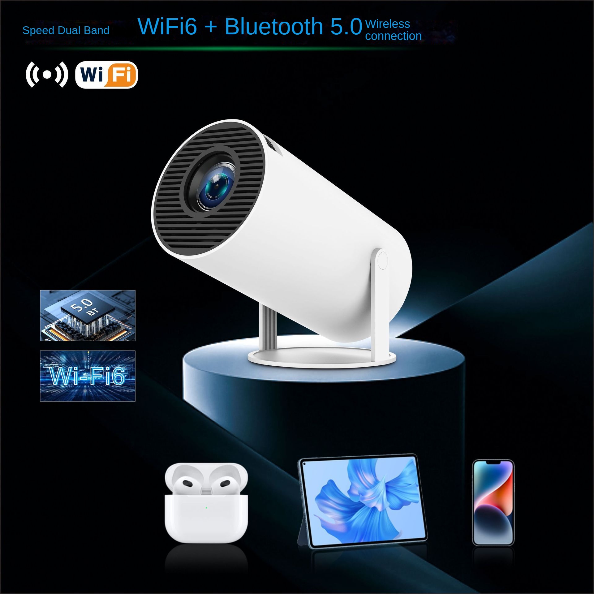 Gimbal Projector — Home Ultra-HD Wall Projection — Portable Projector
