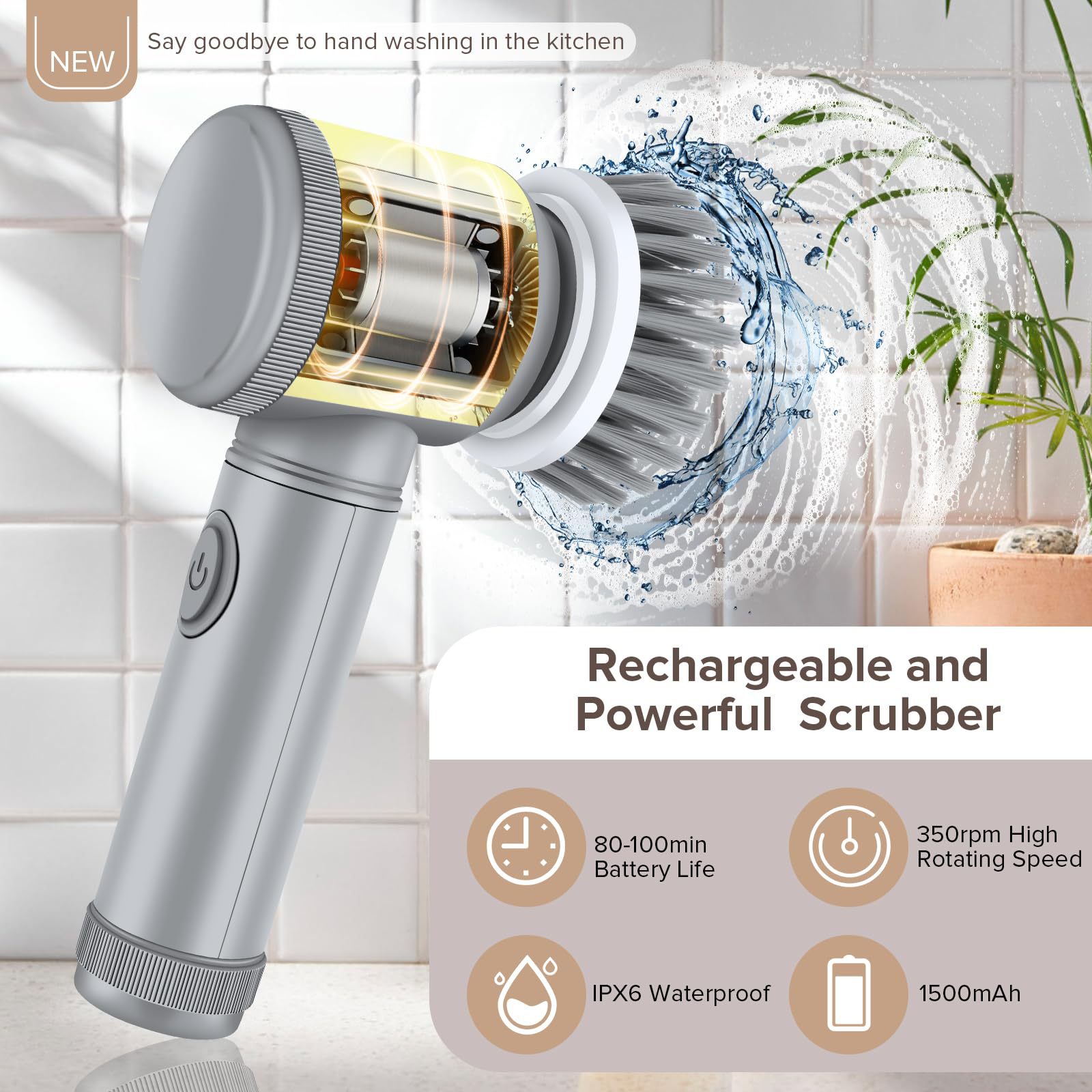 Upgraded All-in-One Electric Cleaning Brush, Multi-Purpose Power Scrubber for Kitchen Bathroom Cleaning & Electric Shoe Polishing, Handheld Electric Cleaner for Home Tile Sink Floor & Shoe Care