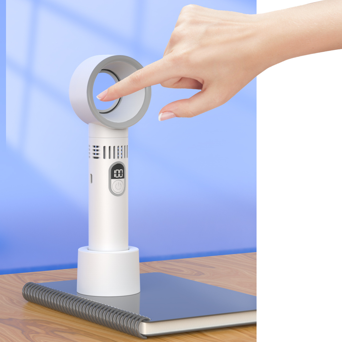 New Digital Display Bladeless Fan, Mini Handheld USB Rechargeable Portable Small Fan, Personal Cooling Fan for Home Office Outdoor Travel