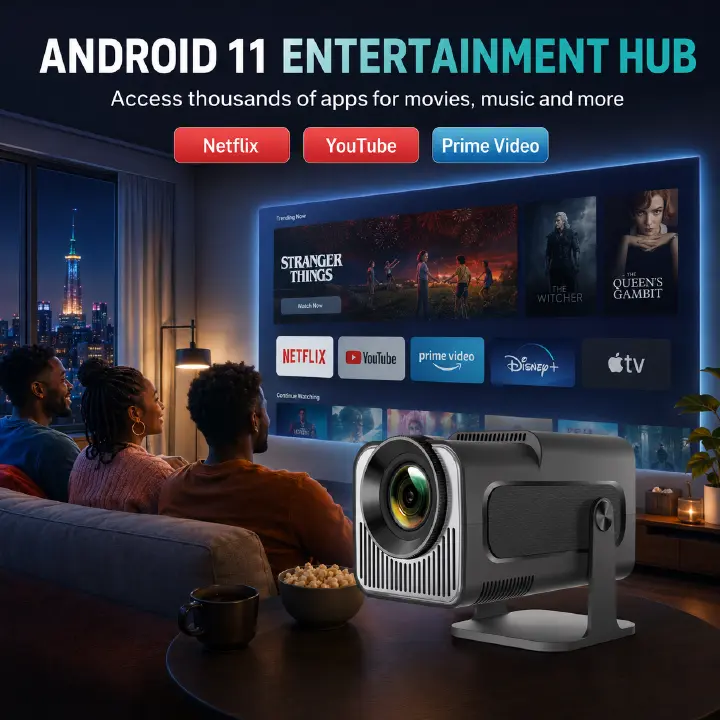 HY320 Mini Smart Projector 1080P HD | Portable LED Video Projector for Home Cinema Movie Night | Android WiFi Projector