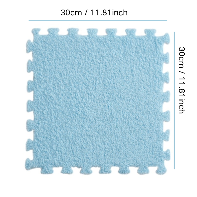 【 10 Pcs 】Plush Interlocking Foam Floor Mat, Warm Soft Fluffy Puzzle Carpet Tiles Anti-Slip for Bedroom Living Room Bedside