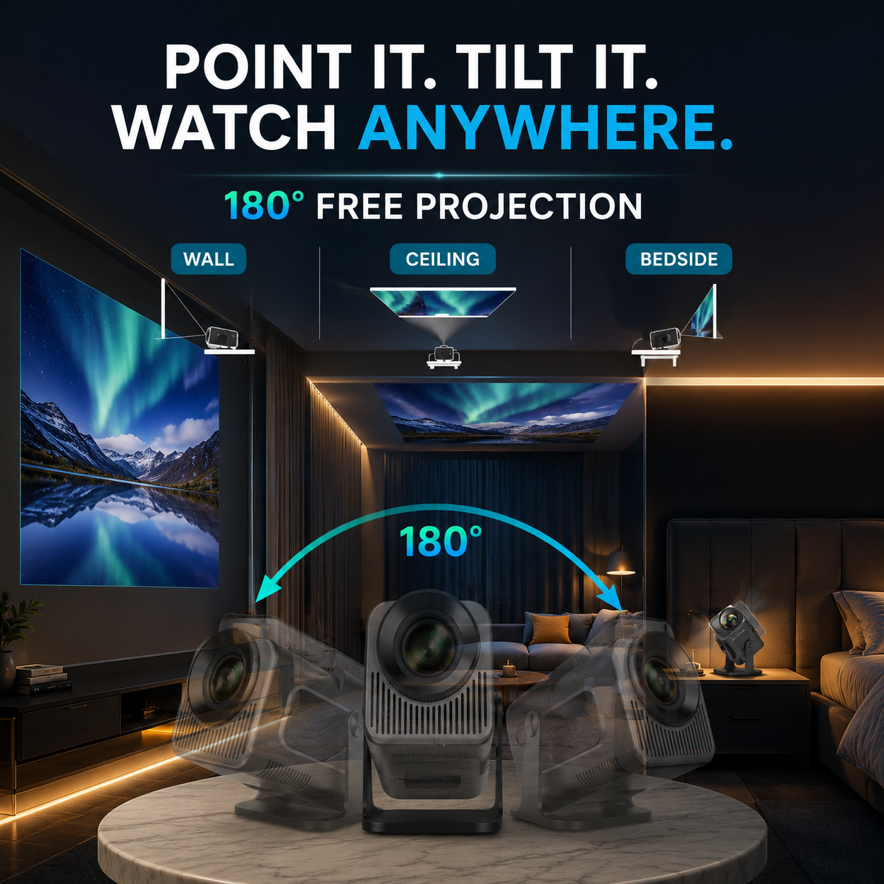 HY320 Mini Smart Projector 1080P HD | Portable LED Video Projector for Home Cinema Movie Night | Android WiFi Projector