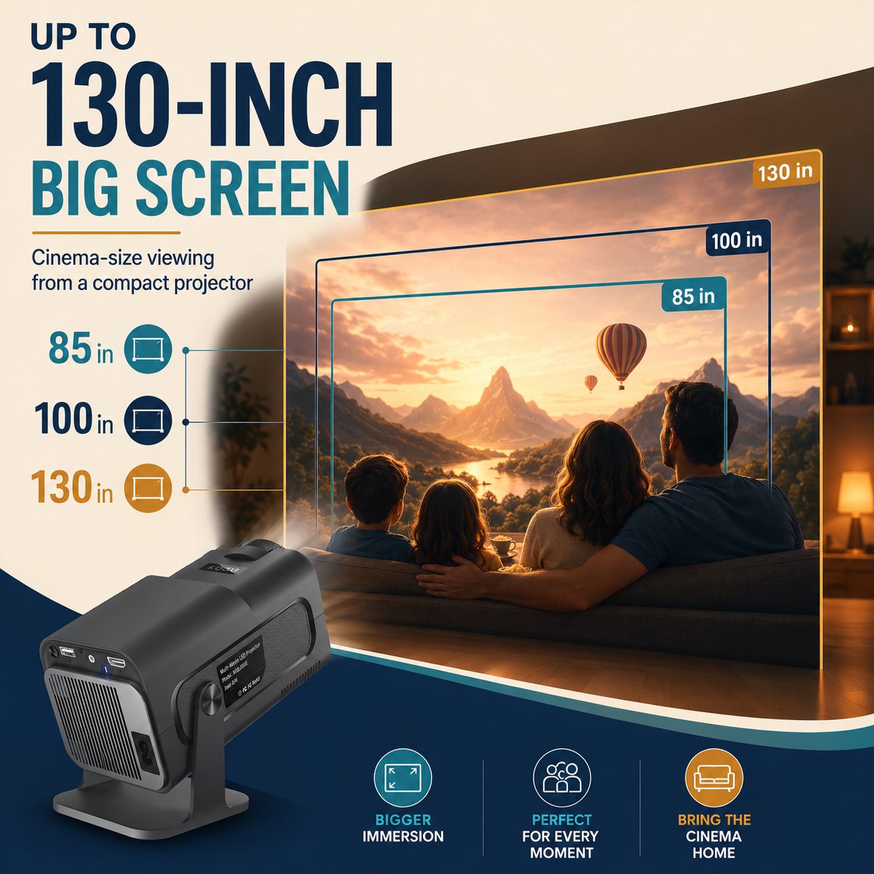 HY320 Mini Smart Projector 1080P HD | Portable LED Video Projector for Home Cinema Movie Night | Android WiFi Projector
