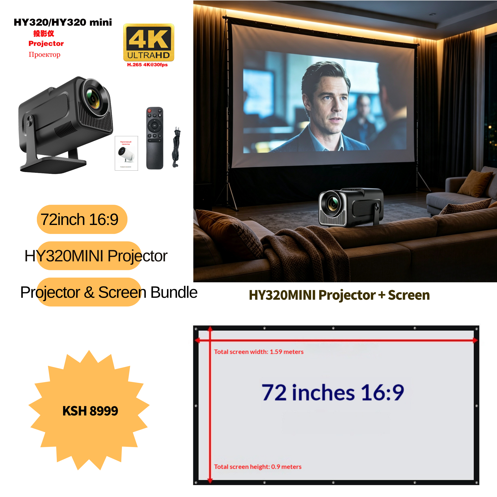 HY320 Mini Smart Projector 1080P HD | Portable LED Video Projector for Home Cinema Movie Night | Android WiFi Projector