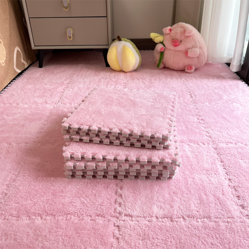 【 10 Pcs 】Plush Interlocking Foam Floor Mat, Warm Soft Fluffy Puzzle Carpet Tiles Anti-Slip for Bedroom Living Room Bedside