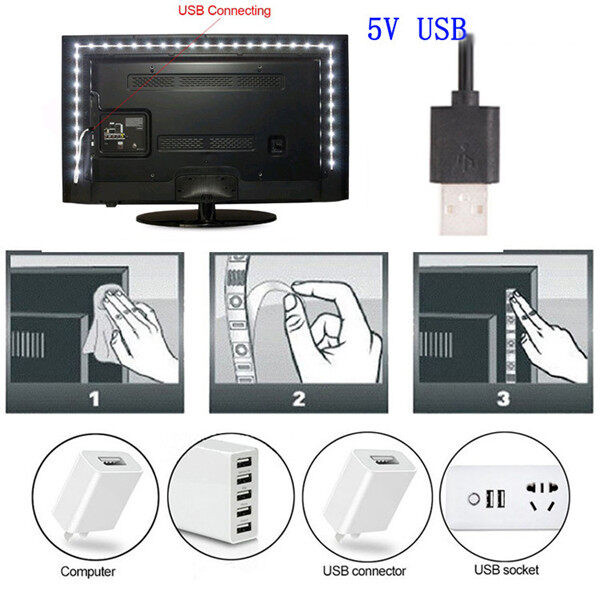 DC 5V USB LED Strips light White/Warm White Tira TV Background Lighting Tape Home Decor Lamp 2m