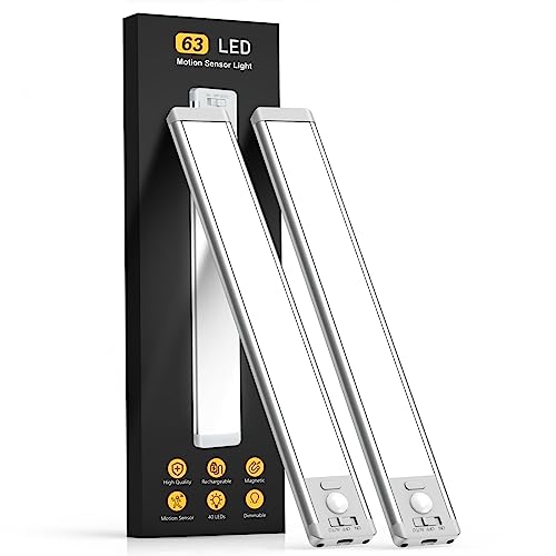 14.7-inch (approx. 37.3 cm) under-cabinet lighting, 2-piece rechargeable motion sensor indoor lamp, 5-level dimmable magnetic wardrobe light, wireless countertop lamp for kitchen, stairs, and corridor
