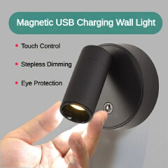 USB Rechargeable Magnetic LED Touch Wall Light Wireless Cabinet Spotlight Night Light