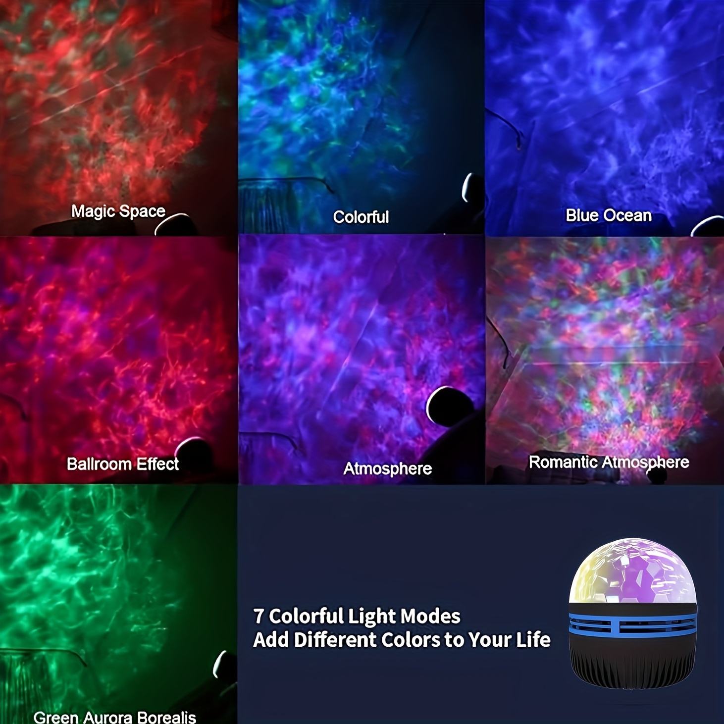 2-in-1 Northern Lights & Waves Projector, Aurora Northern Lights Projector, 14 Light Effects, Bedroom, Party, LED Color Changing Light for Home Decoration