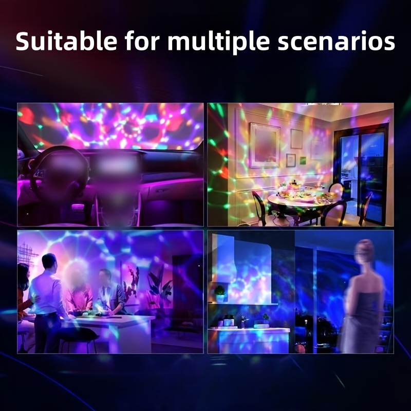 RGB Lights 1 Pack USB Disco Projector Light, Cool LED Mini Disco Mood Light, That Change with The Music, Usb-Powered for Convenience And Ease, Perfect for Family Dinners, Parties, And Birthday Celebra