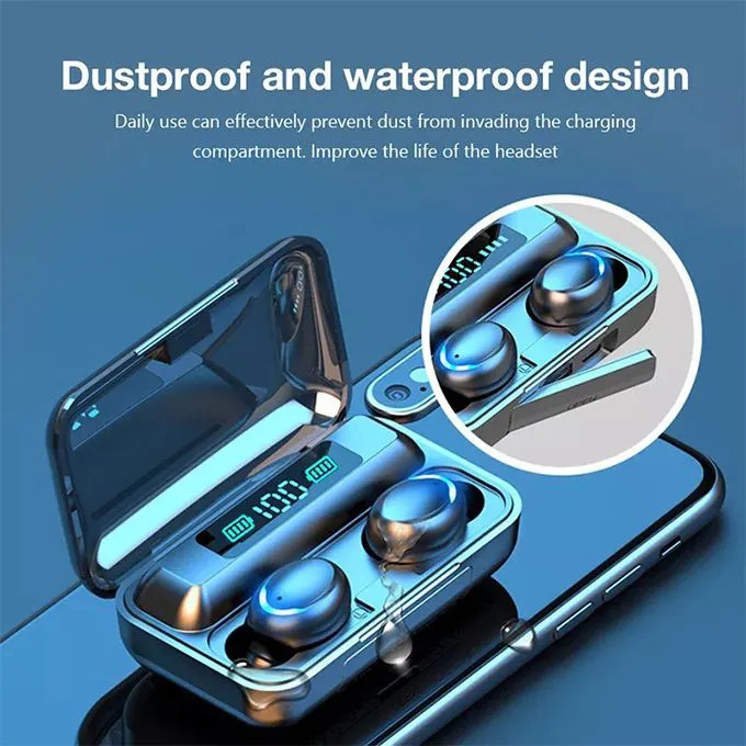 BEST SAMSUNG F9-5 TWS Wireless Bluetooth Earphone V5.3 Earpods Deep Bass & Clear Treble LED Display Wireless Earphones With HI-FI Stereo Sound Sports Waterproof Earbuds Headsets Noise Reduction