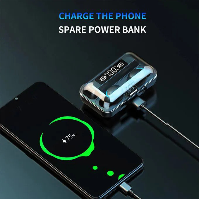 BEST SAMSUNG F9-5 TWS Wireless Bluetooth Earphone V5.3 Earpods Deep Bass & Clear Treble LED Display Wireless Earphones With HI-FI Stereo Sound Sports Waterproof Earbuds Headsets Noise Reduction