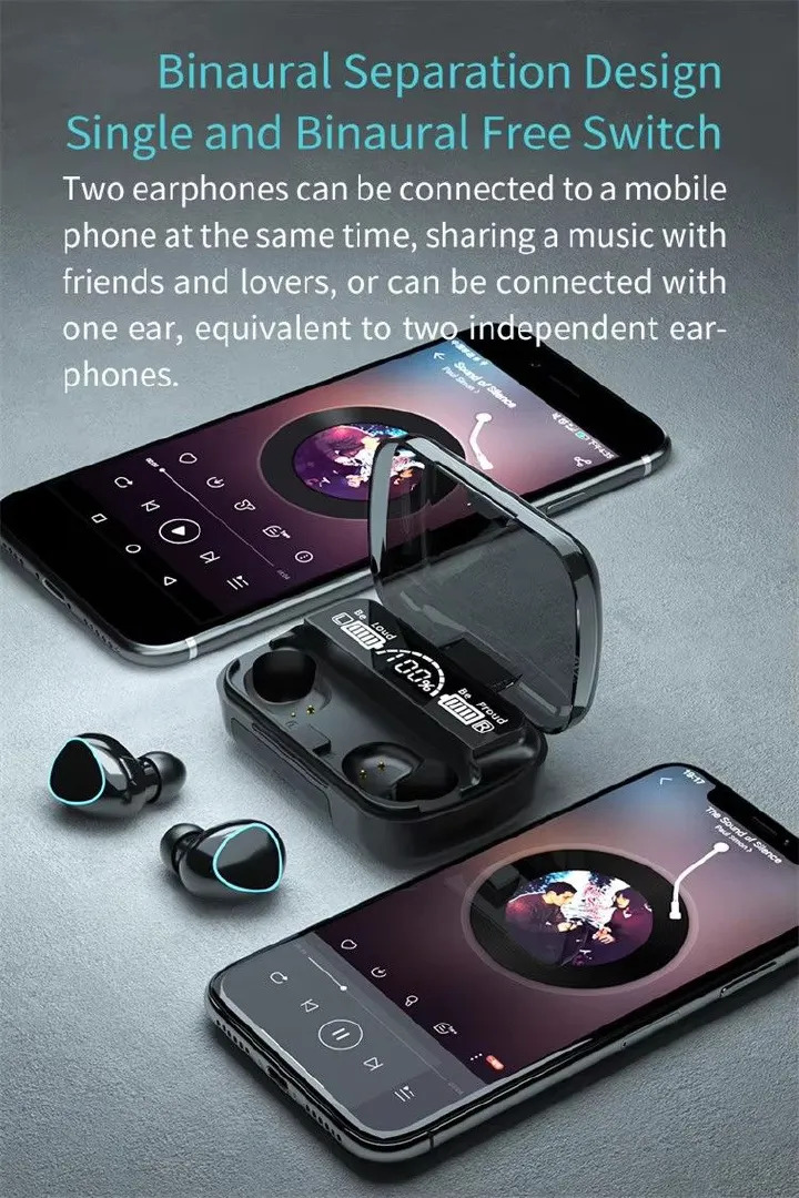 BEST SAMSUNG F9-5 TWS Wireless Bluetooth Earphone V5.3 Earpods Deep Bass & Clear Treble LED Display Wireless Earphones With HI-FI Stereo Sound Sports Waterproof Earbuds Headsets Noise Reduction