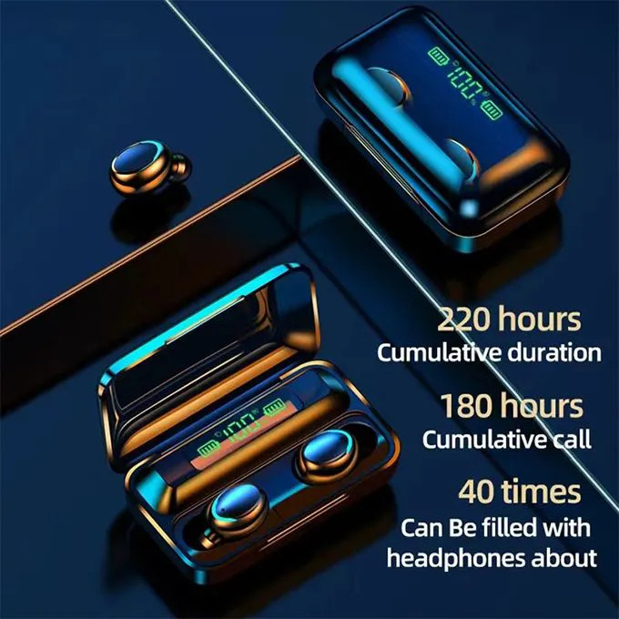 BEST SAMSUNG F9-5 TWS Wireless Bluetooth Earphone V5.3 Earpods Deep Bass & Clear Treble LED Display Wireless Earphones With HI-FI Stereo Sound Sports Waterproof Earbuds Headsets Noise Reduction
