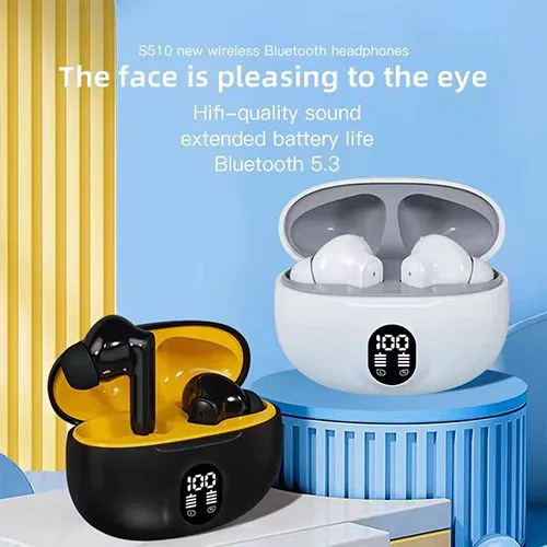 Best Arrived Wireless Bluetooth Earphones BT5.3, Deep Bass Earbuds With Battery Display,Long battery Headphones, Wireless Bluetooth Earpods With 4-H Playtime, Touch Control Earplugs For Smart Phone