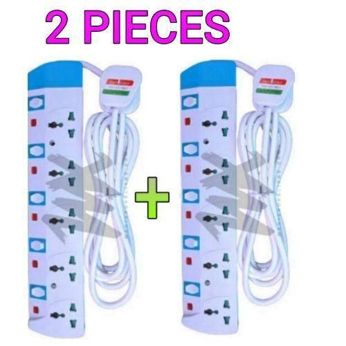 Power King TOP RATED 5-WAY ELECTRIC EXTENSION CABLE 2 PIECES – DURABLE BUILD – DOUBLE PACK – STRONG SOCKET