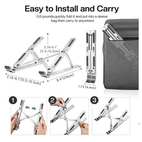 New Laptop Accessories Mounts Arrival Foldable Aluminium Alloy/ABS Plastic Laptop Stand Portable Notebook Support Base Holder Adjustable Riser Cooling Bracket for Laptop & Tablet