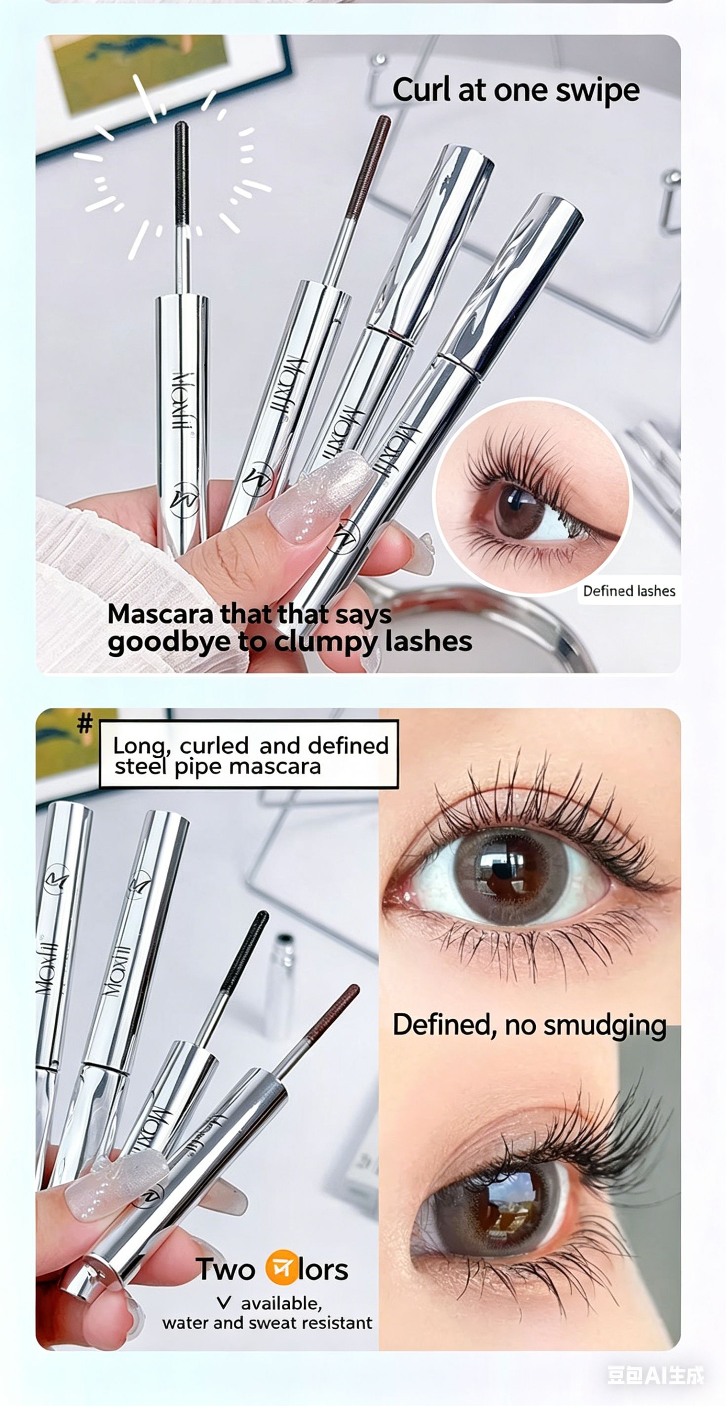 MeishiFei Steel Tube Mascara Lengthening Curling Waterproof Sweatproof Long Lasting Natural No Clumping