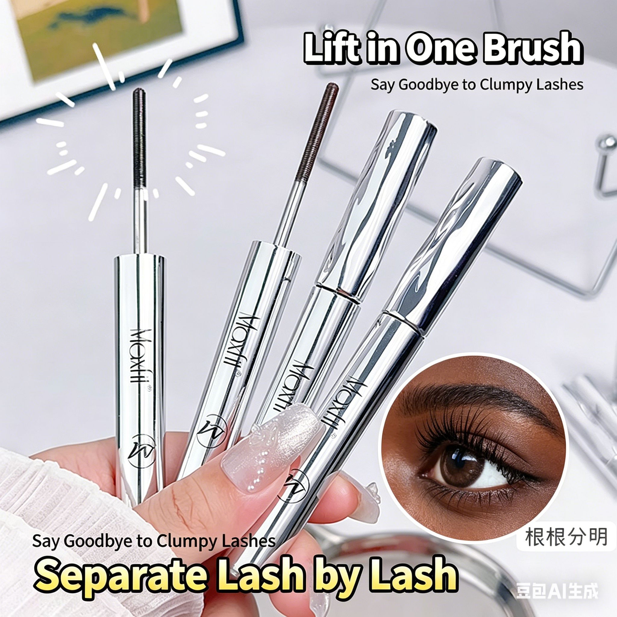 MeishiFei Steel Tube Mascara Lengthening Curling Waterproof Sweatproof Long Lasting Natural No Clumping