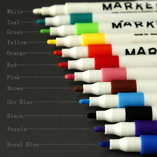 Kids Acrylic Paint Marker Pens Set, 12 Colors Waterproof Art Markers for Rock Stone Ceramic Glass Wood DIY Crafts Drawing