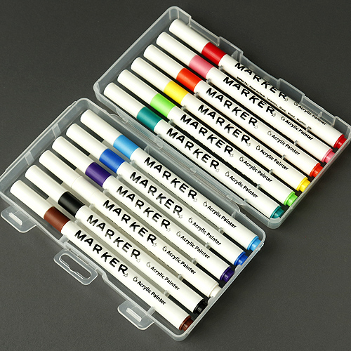 Kids Acrylic Paint Marker Pens Set, 12 Colors Waterproof Art Markers for Rock Stone Ceramic Glass Wood DIY Crafts Drawing