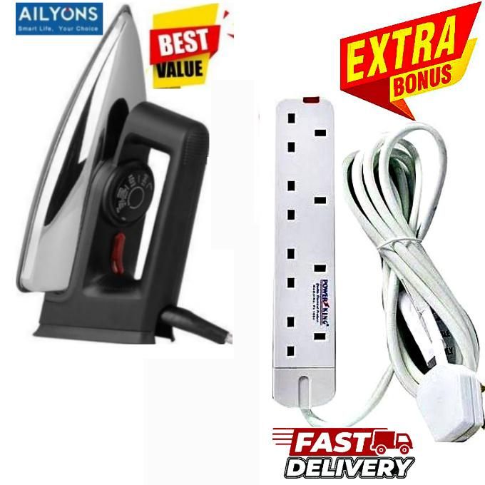 AILYONS HD-199A Electric Iron Box // Ironing Box -1000W With User-Friendly Control + 4 Way Extension & WATCH , Leather Belt