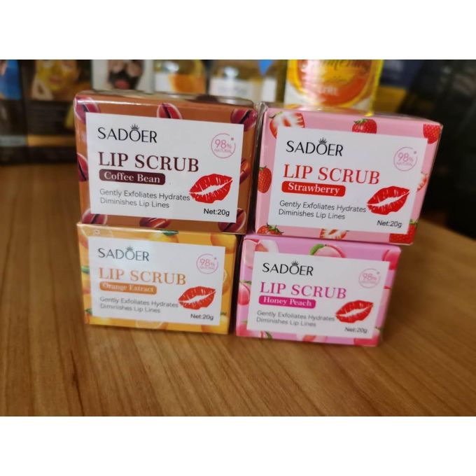 Sadoer Strawberry Lip Scrub 20g Gentle Exfoliating Lip Care Moisturizing Hydrating Removes Dead Skin Smooth Soft Lips Repair Dry Cracked Lips Reduce Lip Lines Natural Sugar Lip Polish For Women