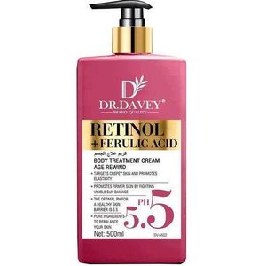 Dr Davey Retinol + Ferulic Acid Body Lotion 500ml – Moisturizing Body Lotion for Dry Skin, Uneven Looking Skin Tone, Smooth Firm Healthy Looking Skin, Daily Body Care for Women Men