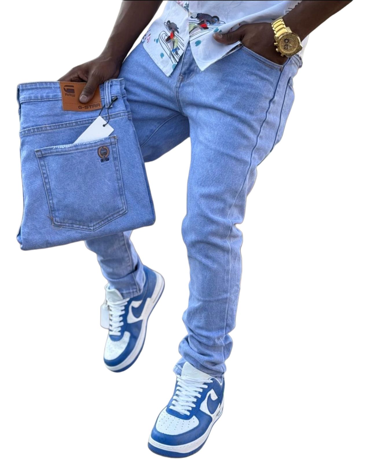 Sky Blue Plain Denim Jeans