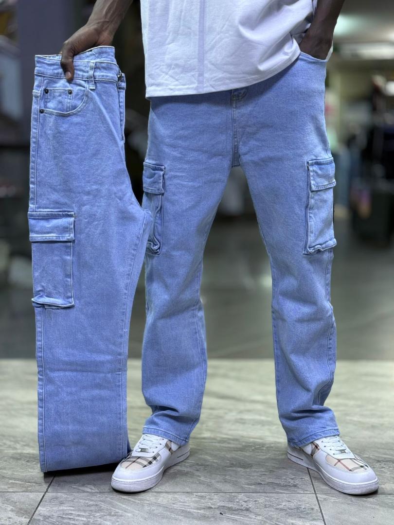 Blue Baggy Cargo Jeans