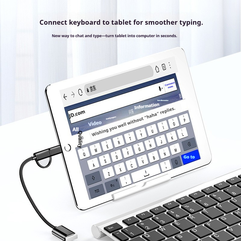 J&Rose 2-in-1 OTG Cable Adapter, Micro USB + TYPE-C to USB Female, for Android Phone Tablet, Connect Flash Drive, Keyboard, Mouse, Game Controller, Plug and Play