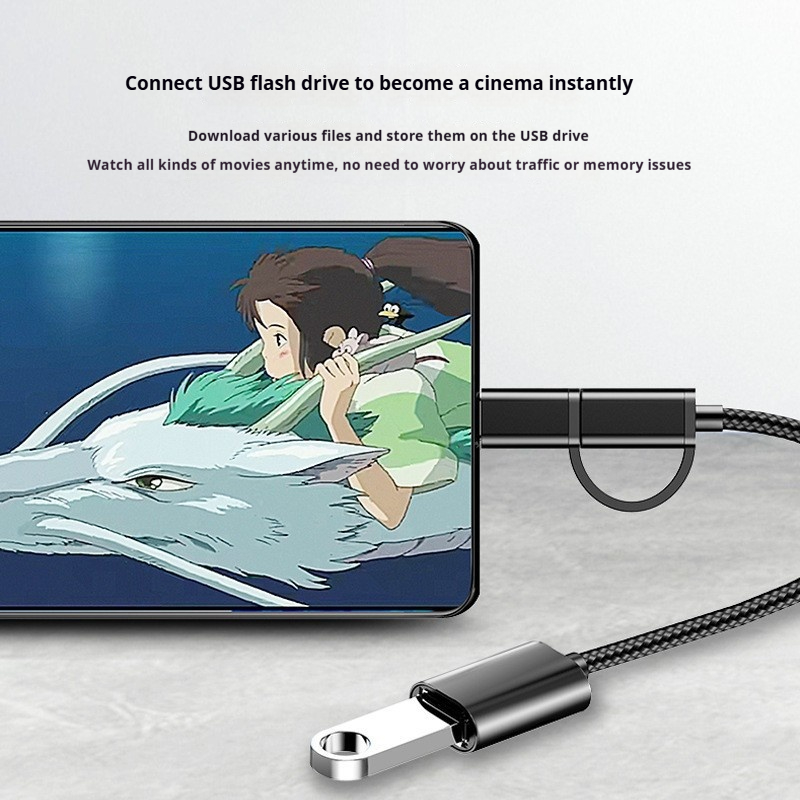J&Rose 2-in-1 OTG Cable Adapter, Micro USB + TYPE-C to USB Female, for Android Phone Tablet, Connect Flash Drive, Keyboard, Mouse, Game Controller, Plug and Play