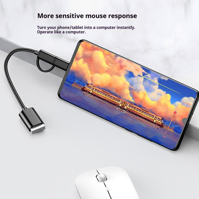 J&Rose 2-in-1 OTG Cable Adapter, Micro USB + TYPE-C to USB Female, for Android Phone Tablet, Connect Flash Drive, Keyboard, Mouse, Game Controller, Plug and Play
