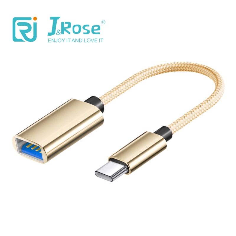 J&Rose TYPE-C OTG Adapter Cable, USB 2.0 Female to TYPE-C Male, Aluminum Alloy + Nylon Braided, Connect Flash Drive Mouse Gamepad to Phone Tablet, Plug and Play